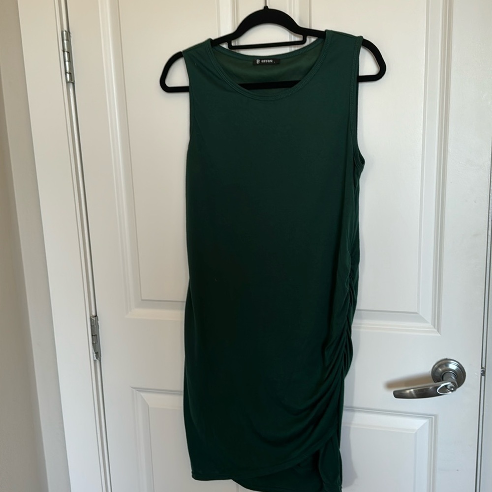 Forest green dress side rouched detail BTFBM sz large